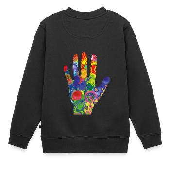 Bunte Hand - Kinder Premium Organic Sweatshirt - Schwarz - Hinten - AI Model Kid Female (0cm)
