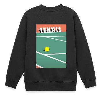 Minimalistisches Tennis Spielfeld Sport - Kinder Premium Organic Sweatshirt - Schwarz - Hinten - AI Model Kid Female (0cm)