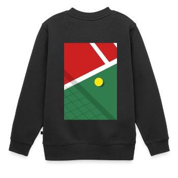 Minimalistisches Tennis Spielfeld Sport - Kinder Premium Organic Sweatshirt - Schwarz - Hinten - AI Model Kid Female (0cm)
