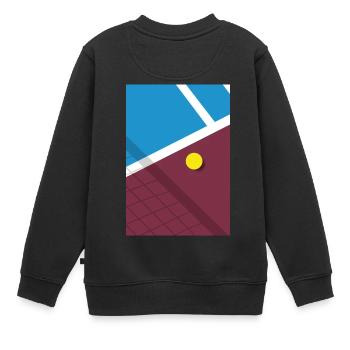 Minimalistisches Tennis Spielfeld Sport - Kinder Premium Organic Sweatshirt - Schwarz - Hinten - AI Model Kid Female (0cm)