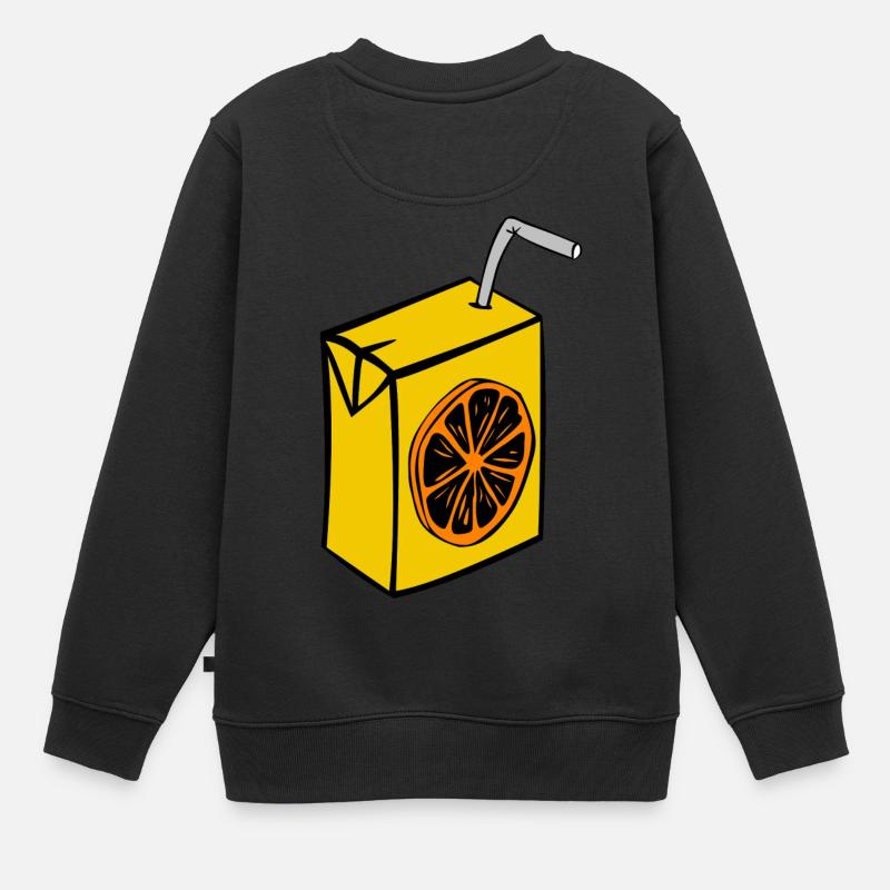 juice box cardboard one-way straw orange drinks - Kids Premium Organic Sweatshirt - black