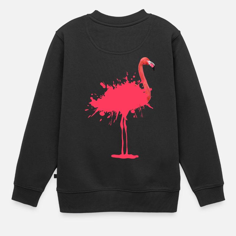 Flamingo - Farbklecks - Sweat Premium enfant bio - noir