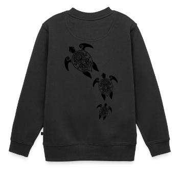 Maori Tortues groupe tattoo idée cadeau - Sweat Premium enfant bio - noir - Dos - AI Model Kid Female (0cm)