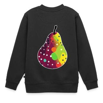 BIRNE POP ART - Kinder Premium Organic Sweatshirt - Schwarz - Hinten - AI Model Kid Female (0cm)