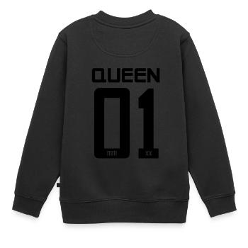 King - Queen Geschenk Geschenkidee - Kinder Premium Organic Sweatshirt - Schwarz - Hinten - AI Model Kid Female (0cm)