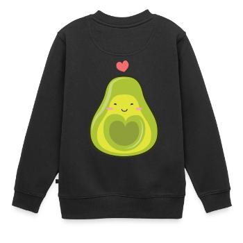 Avocado Love Couple Valentinstag (Part2) - Kinder Premium Organic Sweatshirt - Schwarz - Hinten - AI Model Kid Female (0cm)