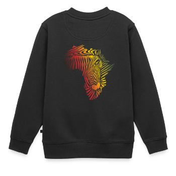 Color map of Africa made of zebra head and skin - Kinder Premium Organic Sweatshirt - Schwarz - Hinten - AI Model Kid Female (0cm)