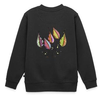 Leaves - Kids Premium Organic Sweatshirt - black - Back - AI Model Kid Female (0cm)