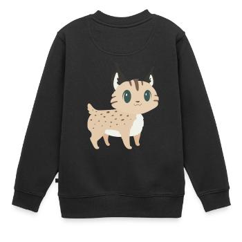 Lynx doux - Sweat Premium enfant bio - noir - Dos - AI Model Kid Female (0cm)