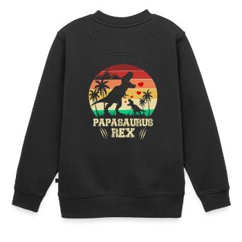 Papasaurus Rex - Kinder Premium Organic Sweatshirt - Schwarz - Hinten - AI Model Kid Female (0cm)