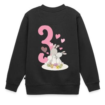 Geburtstag Zahl 3 Hasenfamilie - Kinder Premium Organic Sweatshirt - Schwarz - Hinten - AI Model Kid Female (0cm)