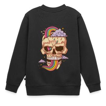 Totenkopf mit verrückten Stimmungen - Kinder Premium Organic Sweatshirt - Schwarz - Hinten - AI Model Kid Female (0cm)