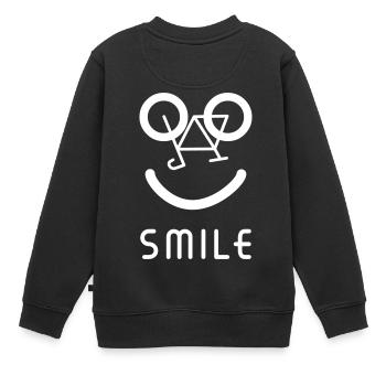 Smile - Radfahrer - lachen - grinsen - Kinder Premium Organic Sweatshirt - Schwarz - Hinten - AI Model Kid Female (0cm)
