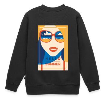 Bonjour l’été ! Joyeusement coloré comme le design d’été - Sweat Premium enfant bio - noir - Dos - AI Model Kid Female (0cm)