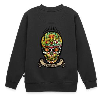 mexikanischer Schädel mexikanischer Schädel Kran Bandero - Kinder Premium Organic Sweatshirt - Schwarz - Hinten - AI Model Kid Female (0cm)
