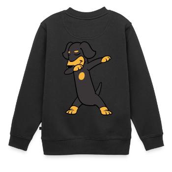 Dabbing Dab Teckel Teckel Dachshund Chien Dansant - Sweat Premium enfant bio - noir - Dos - AI Model Kid Female (0cm)