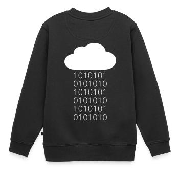 Cloud Data Rain Binary - Kinder Premium Organic Sweatshirt - Schwarz - Hinten - AI Model Kid Female (0cm)