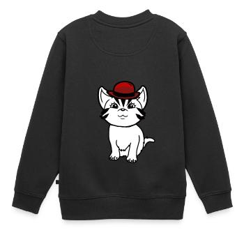 Gentleman Mister Cat Chaton Sir Cat Meow - Sweat Premium enfant bio - noir - Dos - AI Model Kid Female (0cm)