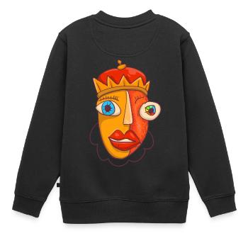 Abstaract König Karikatur - Kinder Premium Organic Sweatshirt - Schwarz - Hinten - AI Model Kid Female (0cm)