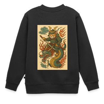 Fantôme d’un guerrier dans Dragon Battle - Sweat Premium enfant bio - noir - Dos - AI Model Kid Female (0cm)