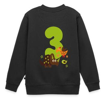 Geburtstag Zahl 3 Dino Dinosaurier Junge - Kinder Premium Organic Sweatshirt - Schwarz - Hinten - AI Model Kid Female (0cm)