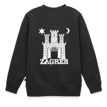 Zagreb - Kinder Premium Organic Sweatshirt - Schwarz - Hinten - AI Model Kid Female (0cm)