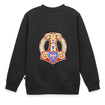 Marteau de Thor Mjölnir - Sweat Premium enfant bio - noir - Dos - AI Model Kid Female (0cm)