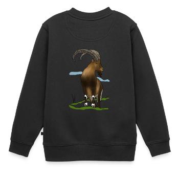 Steinbock, Berge, Alpen - Kinder Premium Organic Sweatshirt - Schwarz - Hinten - AI Model Kid Female (0cm)