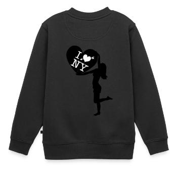 I love NY coeur avec une fille - Sweat Premium enfant bio - noir - Dos - AI Model Kid Female (0cm)