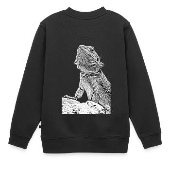 Bartagamen die Echse - Kinder Premium Organic Sweatshirt - Schwarz - Hinten - AI Model Kid Female (0cm)