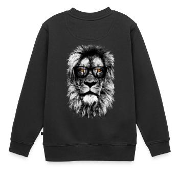 Lion de hipster - Sweat Premium enfant bio - noir - Dos - AI Model Kid Female (0cm)