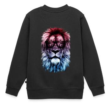 Lion hipster - Sweat Premium enfant bio - noir - Dos - AI Model Kid Female (0cm)