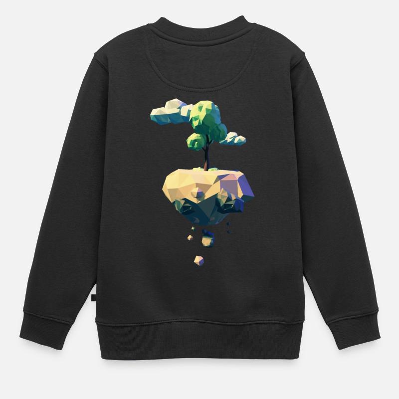 Arbre volant | Low poly - Sweat Premium enfant bio - noir