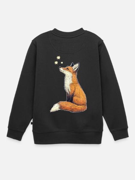 Fuchs mit Sternen - Kinder Premium Organic Sweatshirt - Schwarz