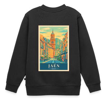 Jaén Spanien – Altstadt, Berge & Kathedrale - Kinder Premium Organic Sweatshirt - Schwarz - Hinten - AI Model Kid Female (0cm)