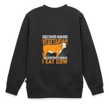 Second Hand Vegetarian Funny Meat Lover Anti Vegan - Kinder Premium Organic Sweatshirt - Schwarz - Hinten - AI Model Kid Female (0cm)