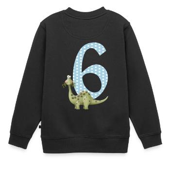 Geburtstag Zahl 6 Dino Dinosaurier Junge - Kinder Premium Organic Sweatshirt - Schwarz - Hinten - AI Model Kid Female (0cm)
