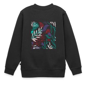 Muster mit tropischen Pflanzen - Kinder Premium Organic Sweatshirt - Schwarz - Hinten - AI Model Kid Female (0cm)