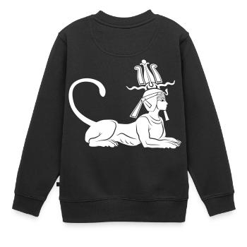 Sphinx égyptien - Sweat Premium enfant bio - noir - Dos - AI Model Kid Female (0cm)