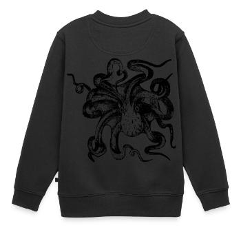 Krake - Kinder Premium Organic Sweatshirt - Schwarz - Hinten - AI Model Kid Female (0cm)