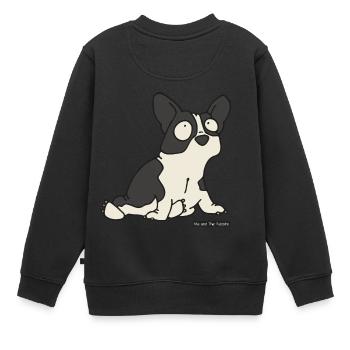 Français Bulldog / Français Bulldog - Sweat Premium enfant bio - noir - Dos - AI Model Kid Female (0cm)