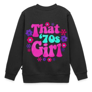 Das 70er Mädchen die '70s Girl - Kinder Premium Organic Sweatshirt - Schwarz - Hinten - AI Model Kid Female (0cm)