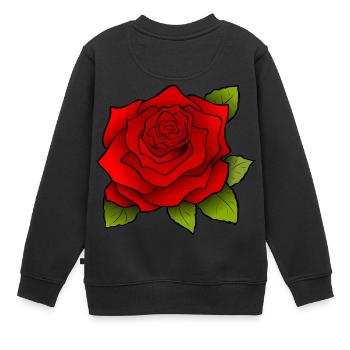 Trendy Rosen-Motiv! - Kinder Premium Organic Sweatshirt - Schwarz - Hinten - AI Model Kid Female (0cm)