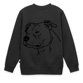american_stafford_1 - Sweat Premium enfant bio - noir - Dos - AI Model Kid Female (0cm)