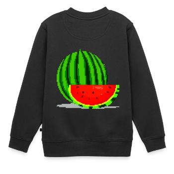 Pixel Art Melone - Kinder Premium Organic Sweatshirt - Schwarz - Hinten - AI Model Kid Female (0cm)