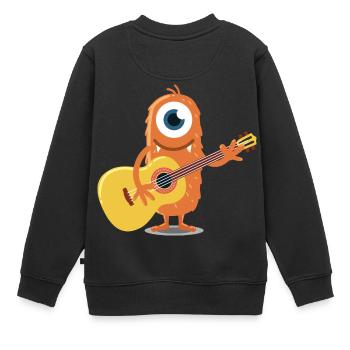 MONSTER MIT GITARRE lustiges Musik Geschenk - Kinder Premium Organic Sweatshirt - Schwarz - Hinten - AI Model Kid Female (0cm)