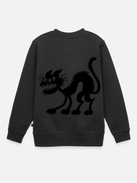 Chat noir de Halloween - Sweat Premium enfant bio - noir