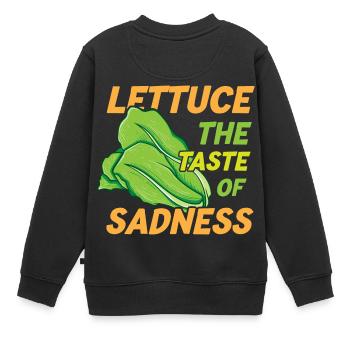 Laitue Le goût de la tristesse Drôle vegan Vegan Vegan - Sweat Premium enfant bio - noir - Dos - AI Model Kid Female (0cm)
