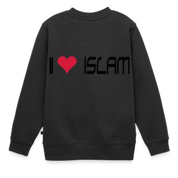 I LOVE ISLAM - Kinder Premium Organic Sweatshirt - Schwarz - Hinten - AI Model Kid Female (0cm)