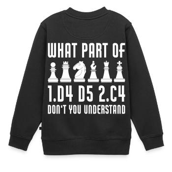 Funny Chess Opening Queen's Gambit Chess Player - Kinder Premium Organic Sweatshirt - Schwarz - Hinten - AI Model Kid Female (0cm)